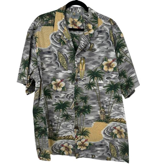 Royal Creations Hawaii Surf Hibiscus Button Down Shirt XXL Short Sleeve Aloha - Picture 1 of 12